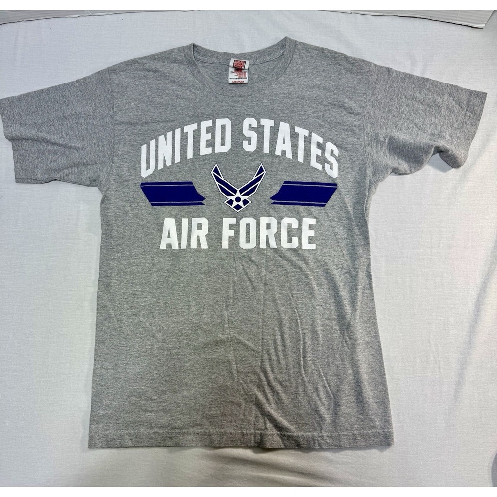 United States Air Force Men's Gray Short Sleeve Medium‎ T-Shirt By Bayside Tee